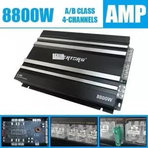 클래스 AB 자동차 오디오 업그레이드 전력 증폭기 4 채널 12V 8800W 스테레오 증폭 스피커 서브 우퍼 고음
