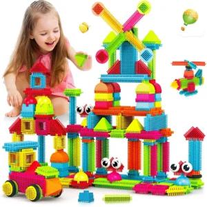 Contixo 144pcs Bristle Shape 3D STEM 빌딩 장난감 건설 학습 스태킹 교육 블록 상상을 초월하는 창의성