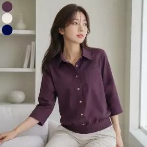 [A] 밑단 밴딩 셔츠 블라우스 3종택1