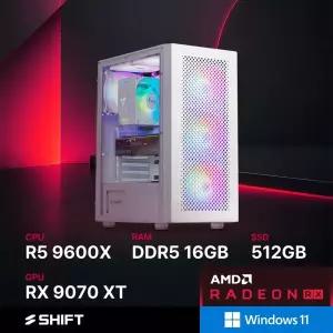 주연테크 시프트 D496X97XTW 화이트 AMD 라이젠5 9600X RX 9070 XT 윈도우11 홈 게이밍 컴퓨터