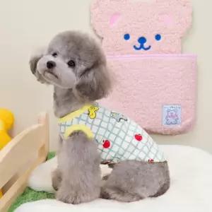 강아지 체크 나시 캐릭터 포인트 여름 산책용 소형견 옷