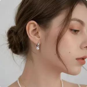 [라일리쥬얼리] Rly 데일리 물방울 진주 드롭 귀걸이 여성 미니 링