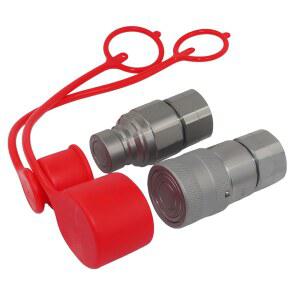 1.9CM(3 /4인치) NPT LSQ HYDRAULICS 플랫 더스트 포함 빠른 ISO16028 유압 커넥트 커플링, 스티어 세트 캡 분리 페이스 커플러, ISO12.5 스키드