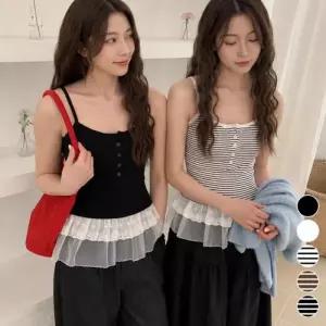 [mbNtWC_66]러블리 단가라 슬림핏 레이어드 나시티