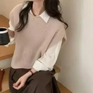 [mbnFRi_66]여성 브이넥 니트 베스트 TDN-0282