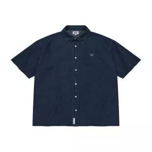 와키윌리 데님 워싱 반팔 셔츠 인디고 WA2602SS32IN
