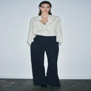 ZARA ZW 컬렉션 플리츠 와이드 레그 팬츠 - 네이비 1478/243/401