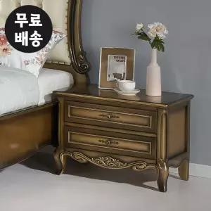 디온 마호가니원목 엔틱 침대 협탁 2단 서랍장 수입