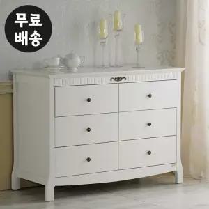 로엔 6칸 3단 서랍장 와이드 폭좁은 체스트 옷(1200)