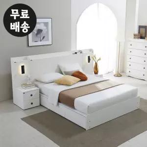 디베 수납형 침대프레임 안방(퀸사이즈/조명협탁2개)