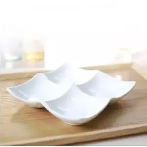 반찬접시 찬기 아트 사각 4구 나눔접시 소스볼 18cm