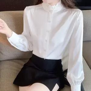 [퀸이즈][퀸이즈] [77까지]브림 프릴넥 포인트 블라우스
