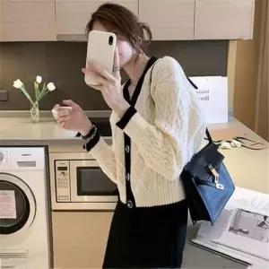 꽈배기가디건 크롭 기장 여성 니트 가디건