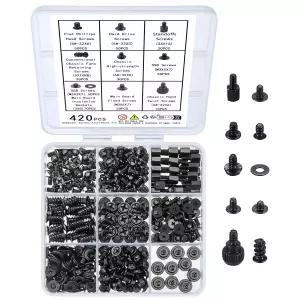 420pcs 컴퓨터 나사 마더보드 노트북 케이스용 스탠드오프 키트 PC 팬 HDD 하드 드라이브 교체