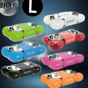 강아지 식기 패션쌍식기 hing L 화이트 뼈다귀