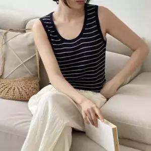 [옷자락]여자 클래식 잔골지 SS 마원단 단가라 미니멀리즘 나시