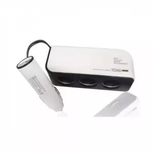 USB 3구 소켓 화이트 플러그 일체형 멀티소켓 시가잭