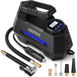 ASTROAI AIRUN H 타이어 팽창기 휴대용 에어 펌프, LED 차단, 2.7M(9.8피트) 빠른 게이지 코드-12VDC 디지털 조명, 전원 팽창 압축기, 액세서리용 공기 타이어-자동차 포함, 블루 전기 압력 자동차 자동