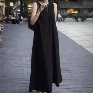 뒷트임 무지 블랙 원피스 여자 민소매 드레스 뒷트임원피스 블랙드레스 롱원피스