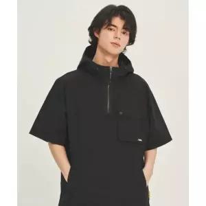 내셔널지오그래픽 NATIONALGEOGRAPHIC N232UFT980 가슴 포켓 우븐 반팔 후디 아노락 점퍼 CARBON BLACK N23
