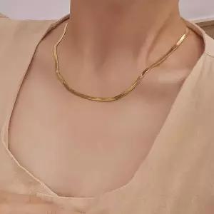 [옷자락]여자 클래식 골져스 뱀줄 미니멀리즘 네크리스 3컬러 목걸이