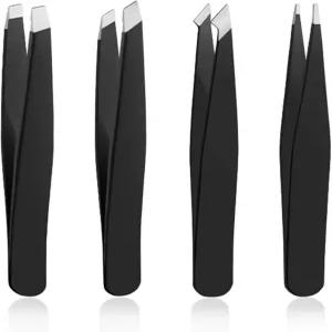 4 PCS 스테인리스 스틸 핀셋 세트 내성 모발 얼굴 털 가시 블랙헤드 진드기 제거용 정밀