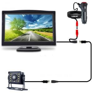 QXNY 범용 차량 후방 카메라 5인치 모니터 포함 트럭용 CCD HD 화면 LED 야간 시야 방수 12V/24V