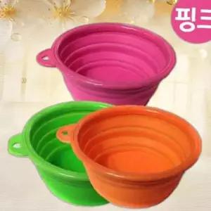 펫토이 접이식 핑크 급수기 강아지 식기