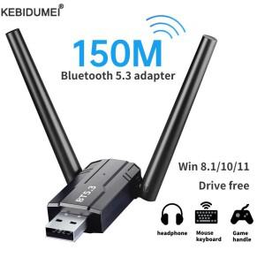 150M Bluetooth 5.3 5.0 어댑터  드라이버 USB 동글 Adaptador for PC Windows 11/10/8.1 마우스 키보드 오