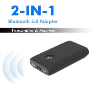 2in 1 무선 블루투스 5.0 송수신기 3.5mm AUX 충전식 오디오 어댑터 TV PC 자동차 스피커 헤드폰 하이파이