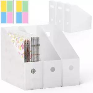 6PCS 스크랩북 종이 보관함 4개의 스티커 인덱스 탭이 있는 접이식 홀더 12x12 용지 보관 정리함 파일 공예