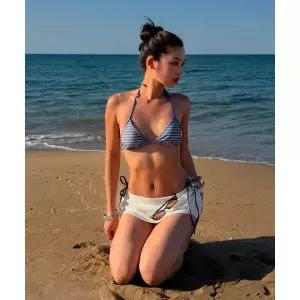 매장정품 GLOWNY G ENCORE STRIPE BIKINI TOP (DUSTBLUE STRIPE)