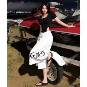 매장정품 BATTRACT 사이드 빅 더블 로고 8부 버뮤다 팬츠_화이트