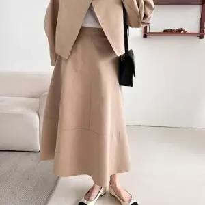 [옷자락]여자 FW 면원단 후레아 하프밴딩 MAXI 큰사이즈 롱스커트