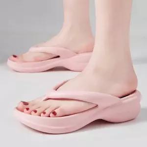 통굽 여자 쪼리 슬리퍼 웨지굽 5cm 핑크 플립플랍
