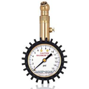 ACCU-GAGE 보호 고무 가드가 있는 저압 각진 척, 타이어 게이지, 15PSI