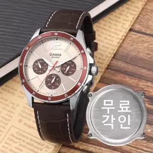 무료각인 카시오 MTP-1374L-7A1 스탠다드 아날로그 멀티기능 정장캐쥬얼 남자 가죽 시계 e10