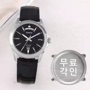 무료각인 카시오 MTP-1370L-1A 클래식 라운드 데이데이트 정장 남자 가죽 시계 e10
