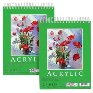 아트 서플라이 9x12 헤비급 아크릴 페인팅 페이퍼 패드, 246파운드(400gsm), 2팩, 12장, 나선형 바운드, 페인트용