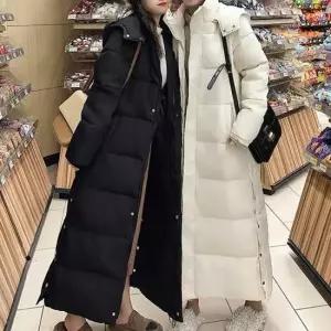 여성벨트패딩 옆단추 겨울 롱패딩 투웨이지퍼 손목시보리 아우터