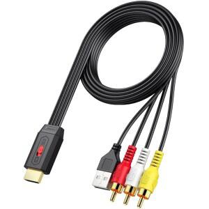 네오텍 RCA-HDMI 컨버터 150CM/5피트 AV-HDMI 케이블 지원 빈티지 영화 또는 라이프 비디오 플러그 앤 플레이를 위한 16:9/4:3 변환 내장 AV 케이블 DVD VCR 플레이어-남성 RCA 입력에 널리 사용됨