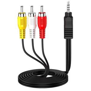 SZMXUCK 3.5MM ~ RCA 캠코더 핸디캠 AV 오디오 출력 케이블 TV 스마트폰 MP3 태블릿 홈 시어터 스피커용 1/8인치 TRRS 3개 남성 플러그 AUX 케이블 코드 - (5피트 / 1.5M)