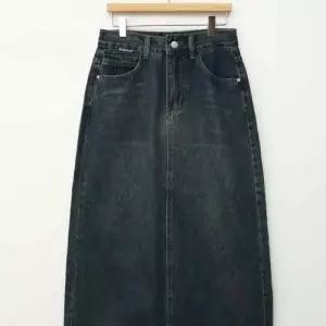 [옷자락]여자 데일리 진청 귀여운 진 면원단 FW 롱스커트