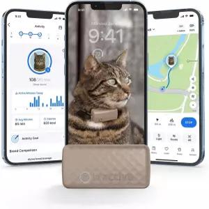 트랙티브 스마트 고양이 GPS 트래커 6.5파운드 이상 실시간 위치 및 웰빙 모니터링 지역 기록 최대 5일
