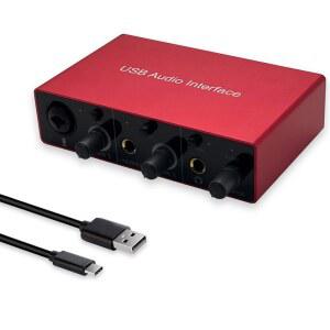 오디오 인터페이스 USB 인터페이스, 마이크 프리앰프 믹서 레코더, 48V 팬텀 파워, 24비트, 태블릿, 컴퓨터 및 기타 장비 녹음 지원 (DAW 소프트웨어 미포함)