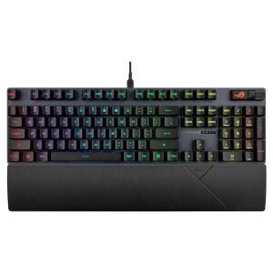 ASUS ROG Strix Scope II 게이밍 키보드, 사전 윤활 처리된 RX 레드 선형 광학 스위치, 방음 폼, PBT 더블샷 키캡, 스트리밍 핫키, 다기능 컨트롤, 손목 받침대