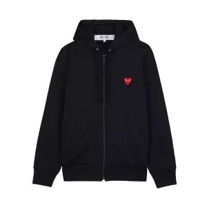 (꼼데가르송) SS26 공용 레드하트 와펜 후드집업 AZ T172 051 BLACK