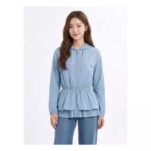 샤트렌블루 허리셔링 주름 레이어드 점퍼 HCCMJP208