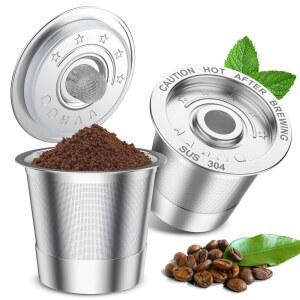 AANQQ KEURIG용 K컵 재사용 가능한 커피 컵 영구적, , 프리 스테인리스 스틸 - 필터, 2팩: 포드 리필 BPA 1.0 메이커용 K 큐리그