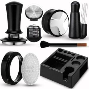 ACELLEGIC 7피스 51MM 에스프레소 액세서리 키트, 디스트리뷰터, 탬퍼, 커피 WDT 마그네틱 보정 플라스틱 도징 세트 스테이션 깔때기, 장착 프렙 도구, 바리스타 스테이션, 스프링 탬핑